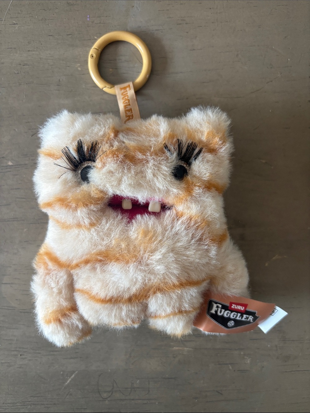 Fuggler Plush Cat Keychain - Cream and Orange